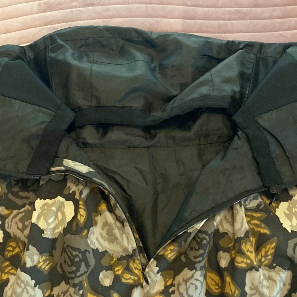 J. Crew Marielle Solstice floral strapless pockets gray gold 10 zipper dress - Picture 12 of 16